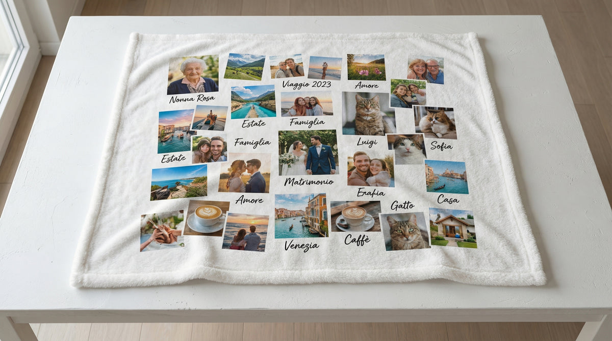 Plaid Personalizzato con Nomi e Foto – La Coperta dei Nostri Ricordi
