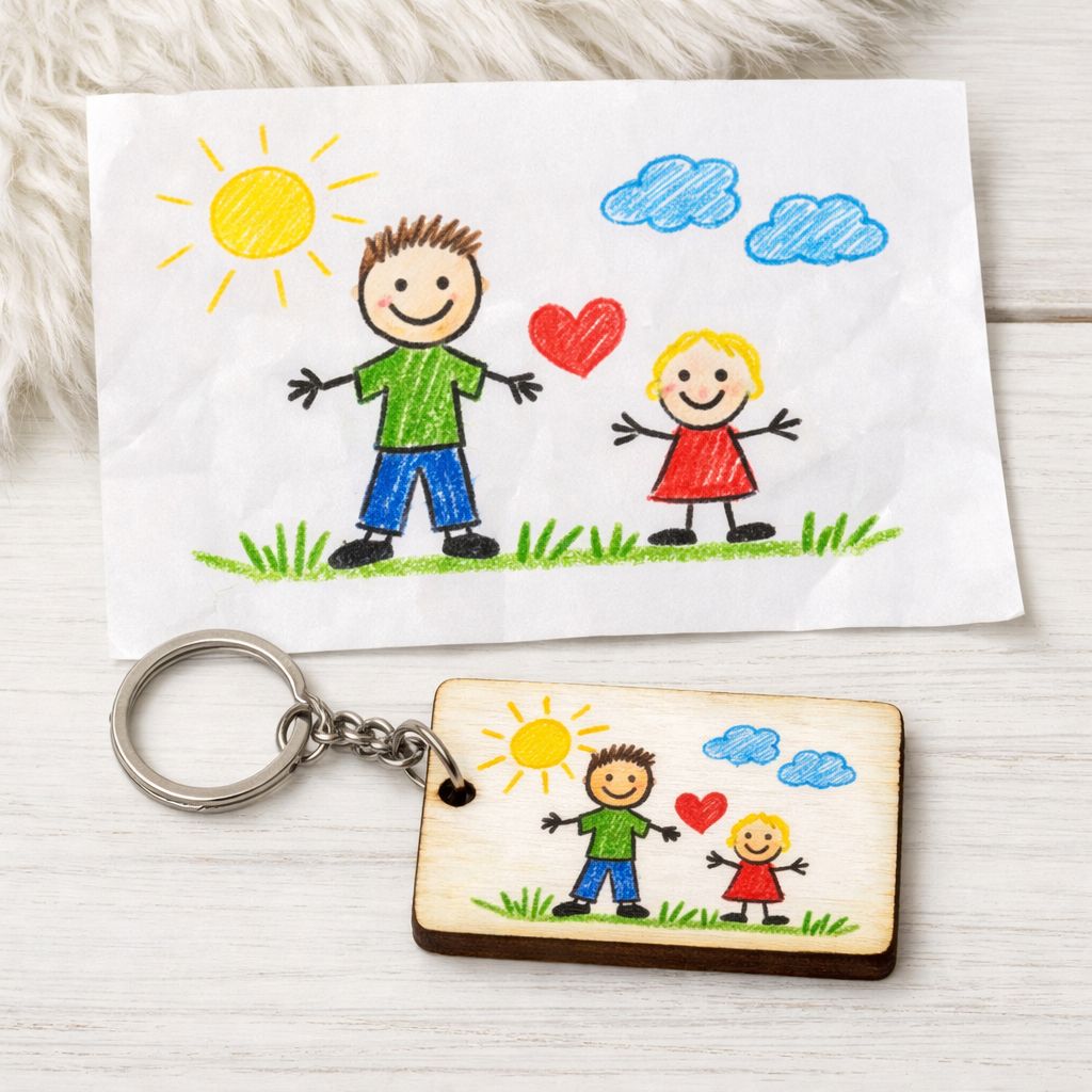 Il suo disegno, sempre con lui – Portachiavi personalizzato per papà